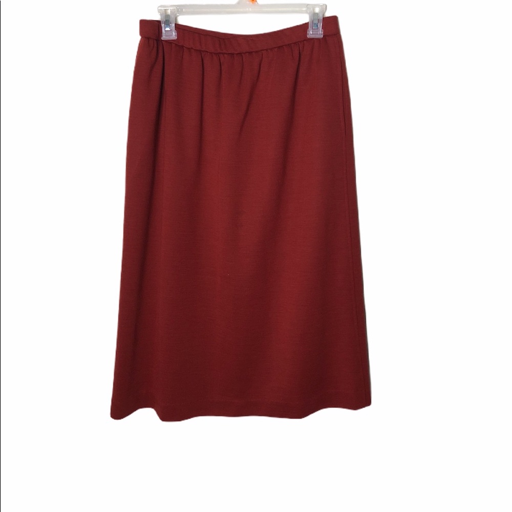 Ancora Rust Orange Wool Mix Midi Skirt